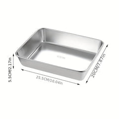 Stainless Steel Square Tray Vegetable Plate Baking Shallow Tray