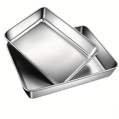 Stainless Steel Square Tray Vegetable Plate Baking Shallow Tray
