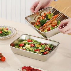 Stainless Steel Square Tray Vegetable Plate Baking Shallow Tray