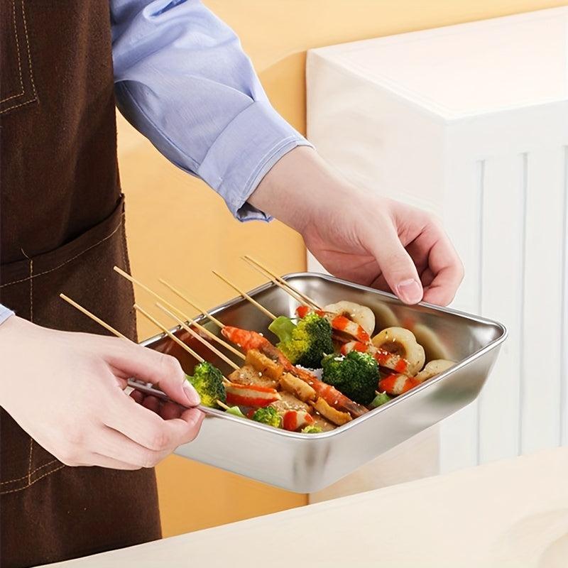 Stainless Steel Square Tray Vegetable Plate Baking Shallow Tray