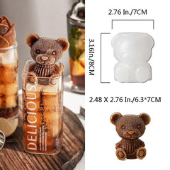 3D Bear Ice Cube Molder for Ice Cream, Coffee, Chocolate - 1pc
