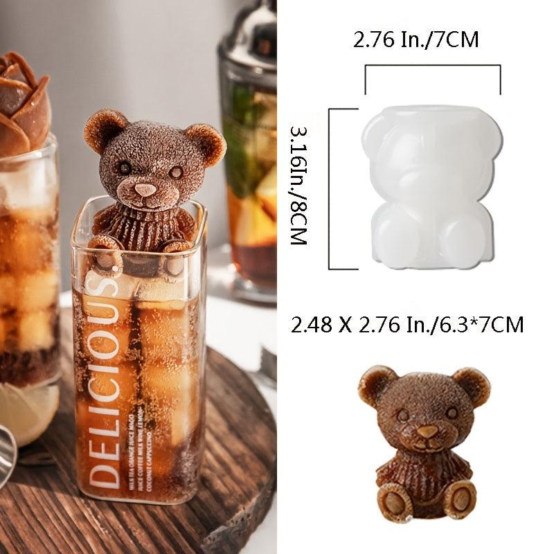 3D Bear Ice Cube Molder for Ice Cream, Coffee, Chocolate - 1pc