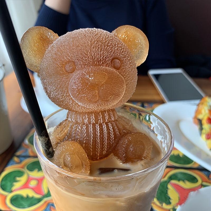 3D Bear Ice Cube Molder for Ice Cream, Coffee, Chocolate - 1pc