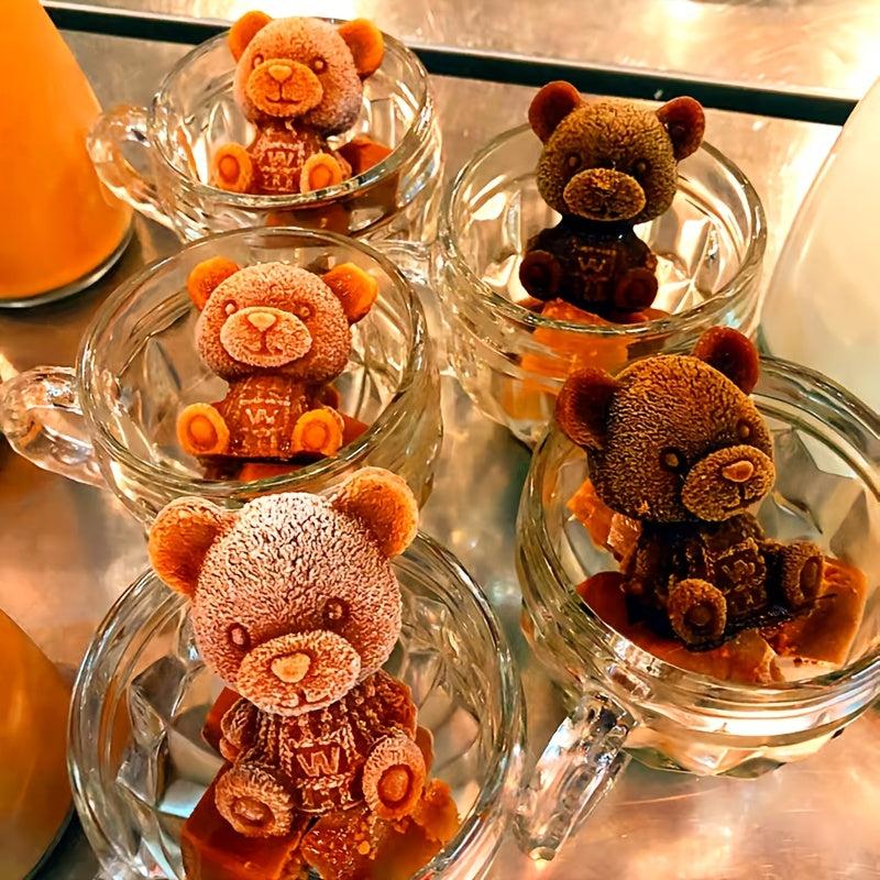 3D Bear Ice Cube Molder for Ice Cream, Coffee, Chocolate - 1pc