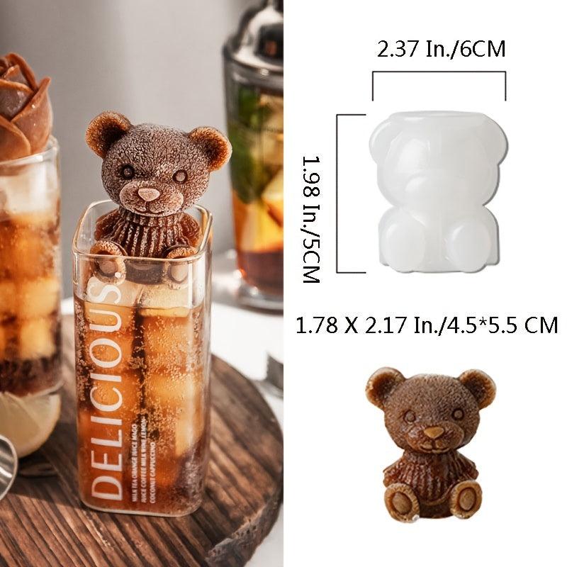 3D Bear Ice Cube Molder for Ice Cream, Coffee, Chocolate - 1pc