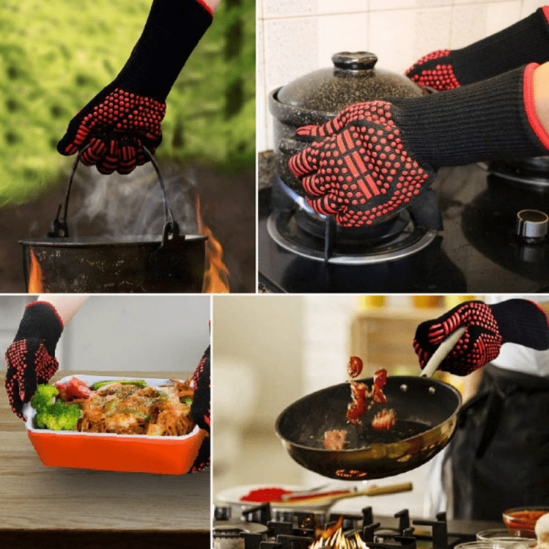 1pc BBQ Gloves High Temp Resistance Oven Mitts Fireproof Barbecue Heat Insulatio