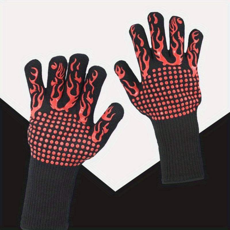 1pc BBQ Gloves High Temp Resistance Oven Mitts Fireproof Barbecue Heat Insulatio