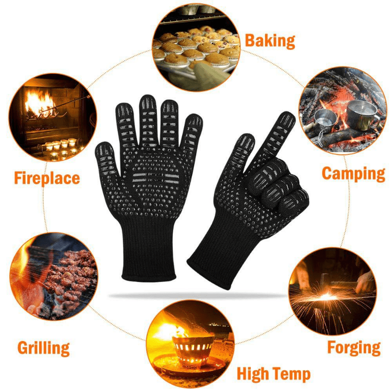 1pc BBQ Gloves High Temp Resistance Oven Mitts Fireproof Barbecue Heat Insulatio