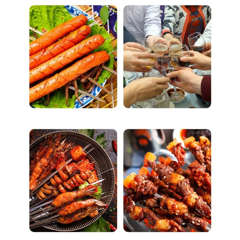 20pcs Stainless Steel BBQ Skewer Flat Stick for Outdoor Camping