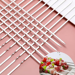 20pcs Stainless Steel BBQ Skewer Flat Stick for Outdoor Camping