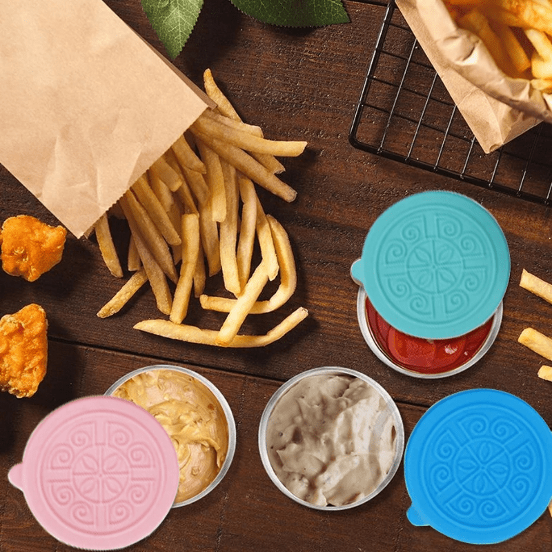 304 Stainless Steel Sauce Cup Mini Silicone Lid 50ML Leakproof Seasoning Dish