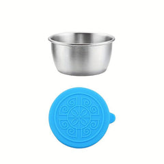 304 Stainless Steel Sauce Cup Mini Silicone Lid 50ML Leakproof Seasoning Dish