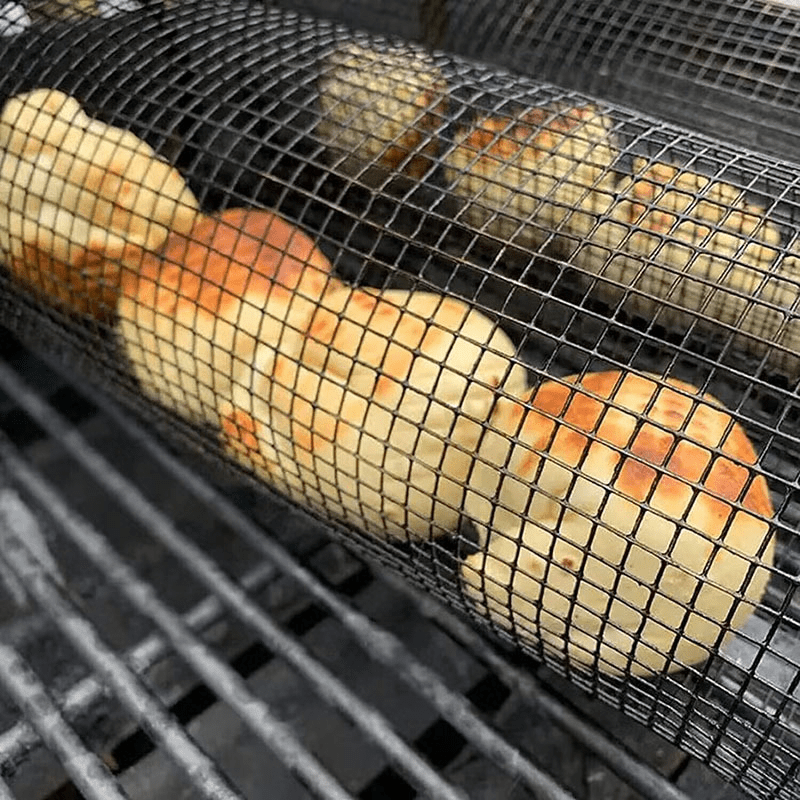3pcs BBQ Basket Set with Hook & Fork Outdoor Barbecue Net Barrel