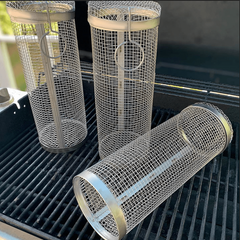 3pcs BBQ Basket Set with Hook & Fork Outdoor Barbecue Net Barrel