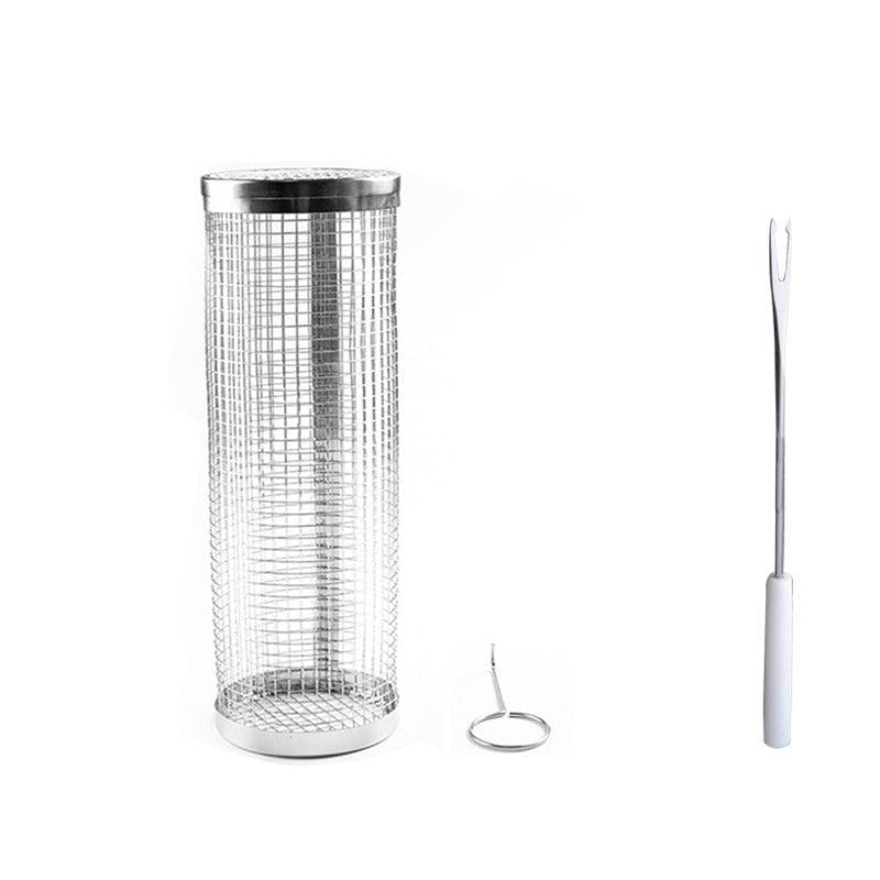 3pcs BBQ Basket Set with Hook & Fork Outdoor Barbecue Net Barrel