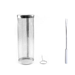 3pcs BBQ Basket Set with Hook & Fork Outdoor Barbecue Net Barrel