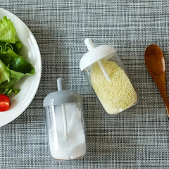 Kitchen Seasoning Jar With Spoon, Round Seasoning Bottle