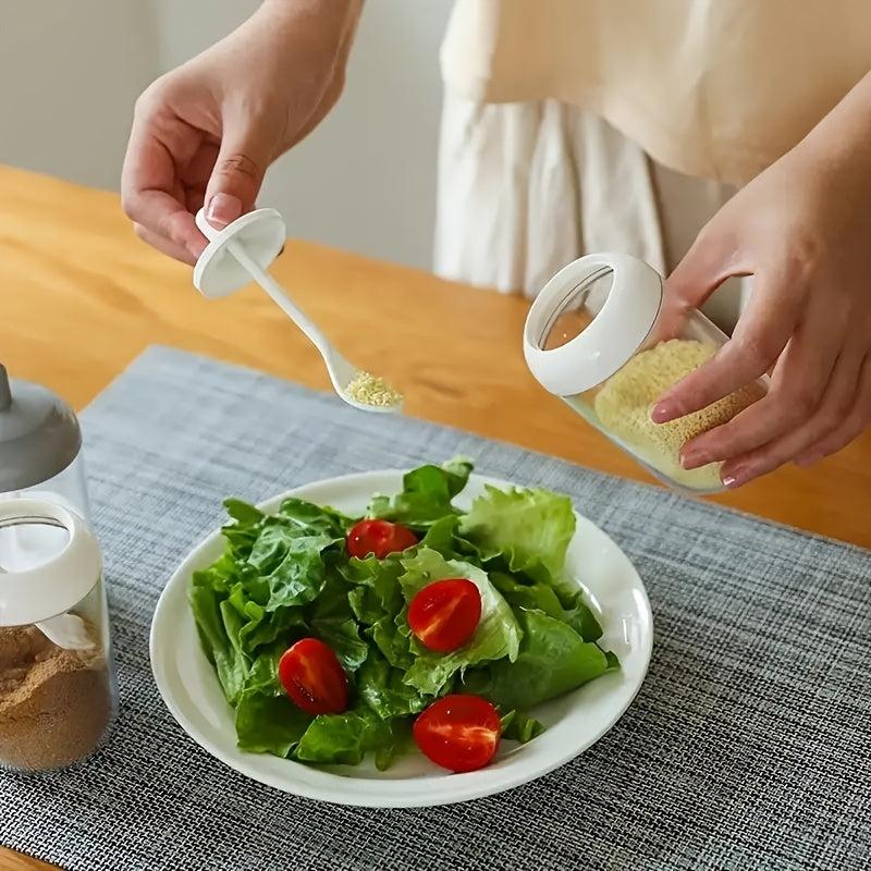 Kitchen Seasoning Jar With Spoon, Round Seasoning Bottle