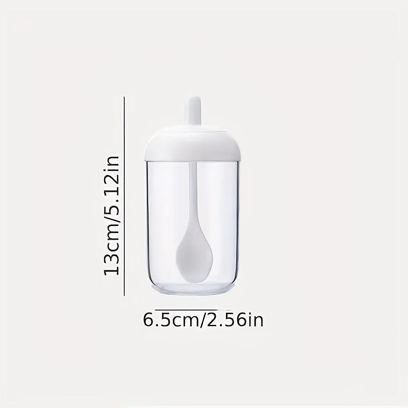 Kitchen Seasoning Jar With Spoon, Round Seasoning Bottle