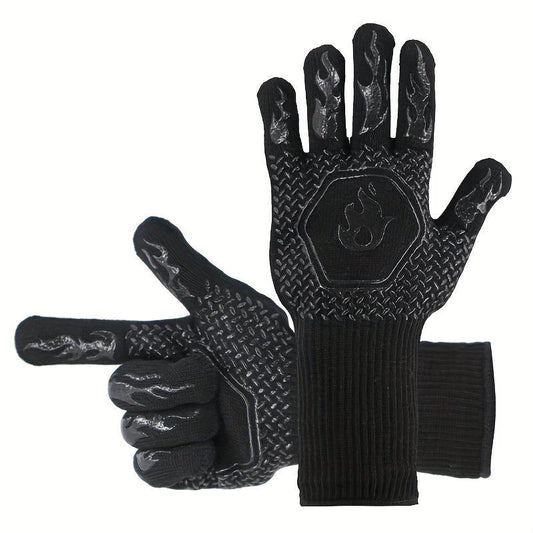 BBQ Glove Extreme Heat Resistant Long Cuff Kitchen Silicone Non Slip Oven Mitts
