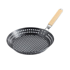 Non Stick BBQ Frying Pan Outdoor Cooking Camping Seafood Veggies Foldable Handle