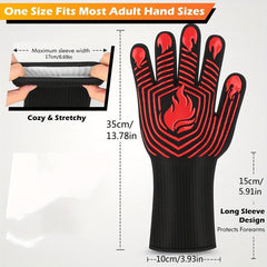 1pc BBQ Gloves 1472 F Heat Resistant Gloves Fireproof Mitts