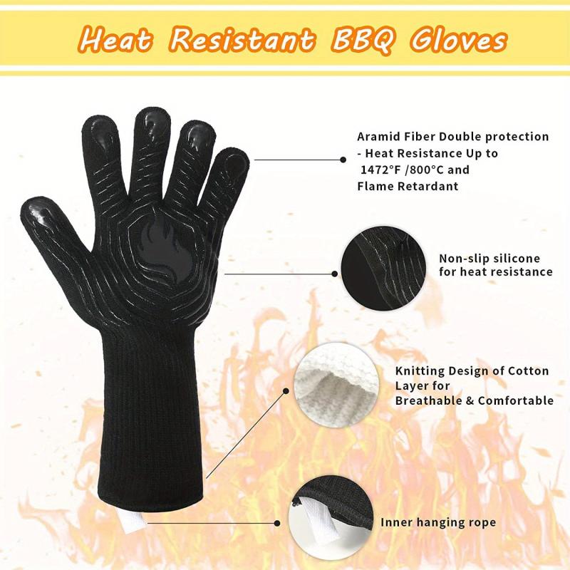 1pc BBQ Gloves 1472 F Heat Resistant Gloves Fireproof Mitts