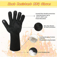1pc BBQ Gloves 1472 F Heat Resistant Gloves Fireproof Mitts