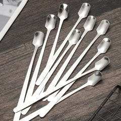 6pcs Stainless Steel Long Handle Mixing Square Spoons Coffee Ice Tea Stirrers