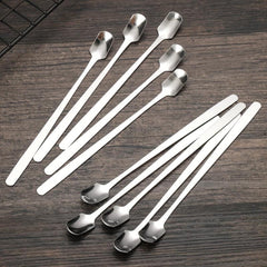 6pcs Stainless Steel Long Handle Mixing Square Spoons Coffee Ice Tea Stirrers