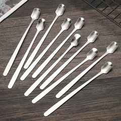 6pcs Stainless Steel Long Handle Mixing Square Spoons Coffee Ice Tea Stirrers