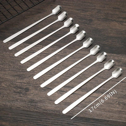6pcs Stainless Steel Long Handle Mixing Square Spoons Coffee Ice Tea Stirrers