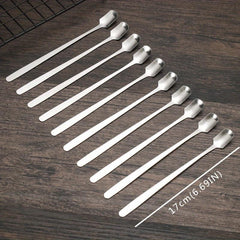 6pcs Stainless Steel Long Handle Mixing Square Spoons Coffee Ice Tea Stirrers