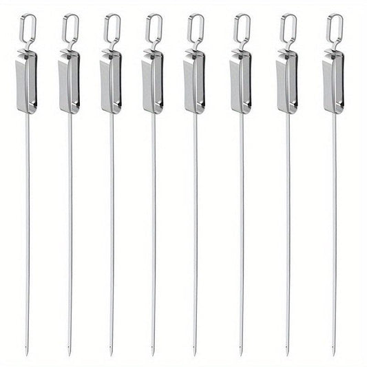 4pcs Stainless Steel BBQ Skewers Set with Push Plate Easy to Wash
