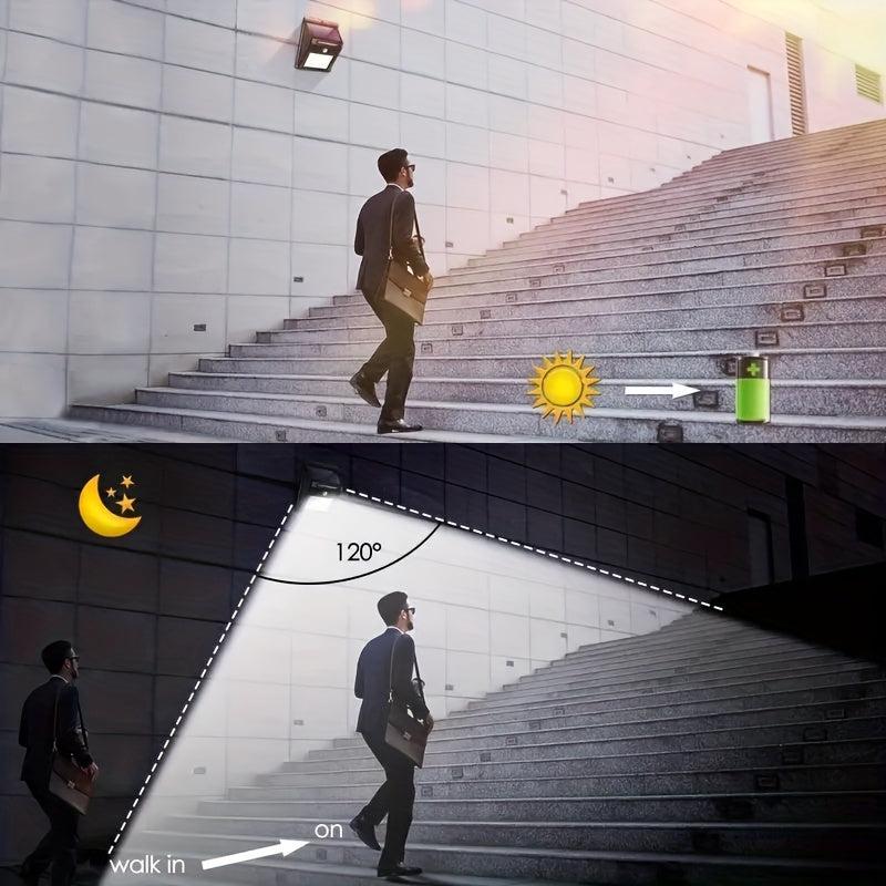 4pcs Solar Wall Lights Outdoor Waterproof Induction Path Lighting