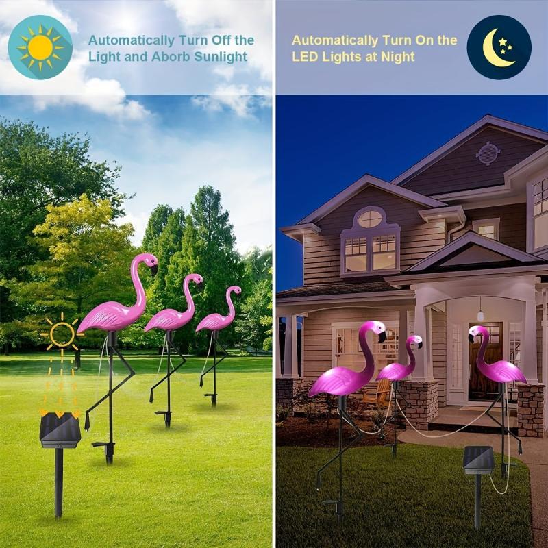 Flamingo LED Stake Lights Solar Powered Waterproof Garden Decor