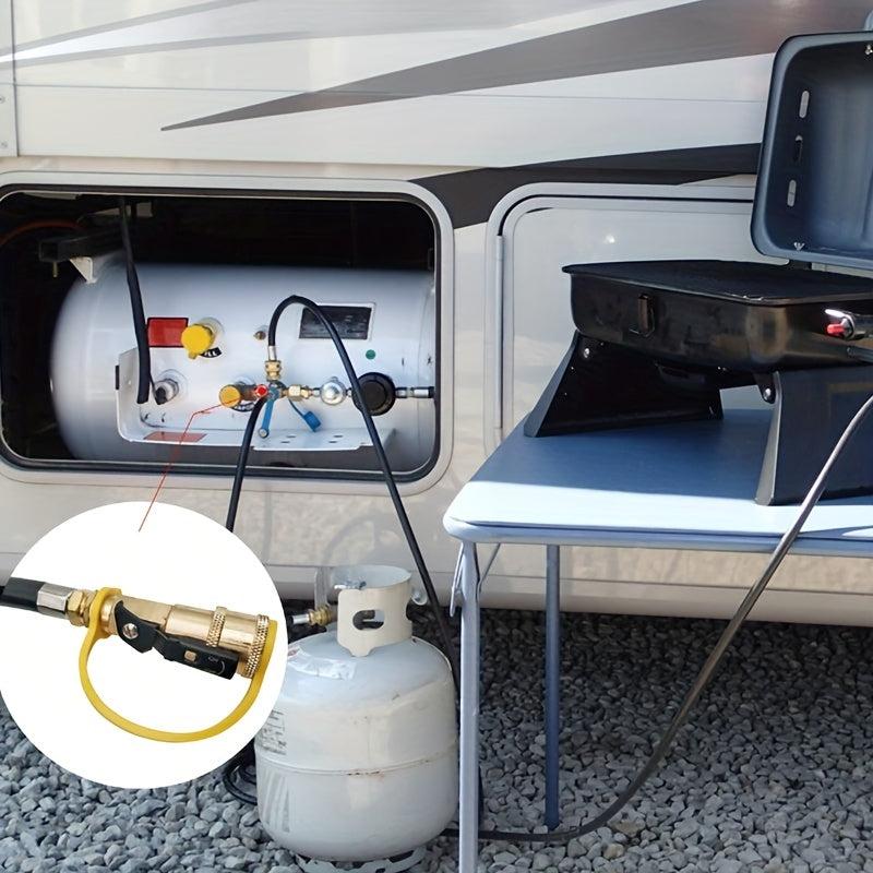 1pc RV Propane Quick Connect Splitter Adapter Solid Brass Trailer Shutoff Valve