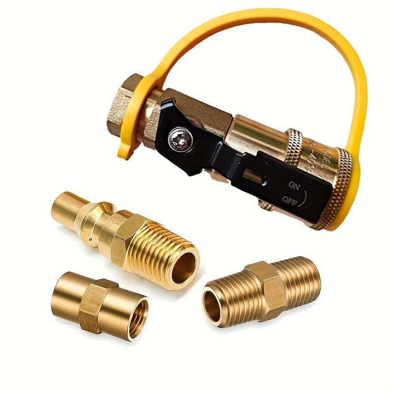 1pc RV Propane Quick Connect Splitter Adapter Solid Brass Trailer Shutoff Valve