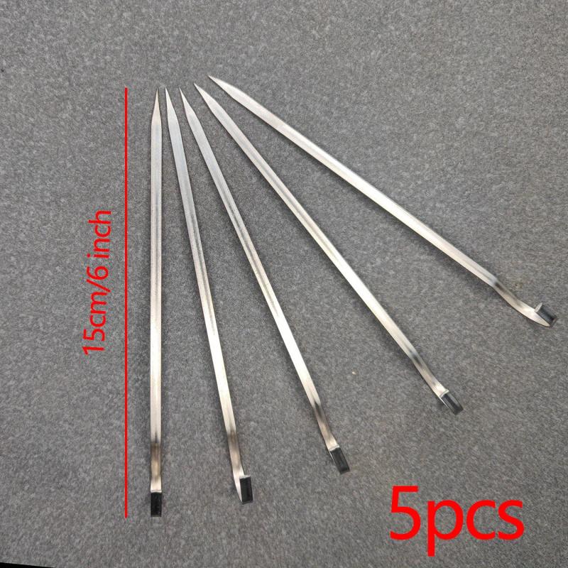 5pcs Stainless Steel BBQ Skewers Oven Stove Roasting Needles