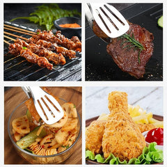 Stainless Steel Tongs for Frying BBQ Kebab Skewers Buffet Cooking Tool