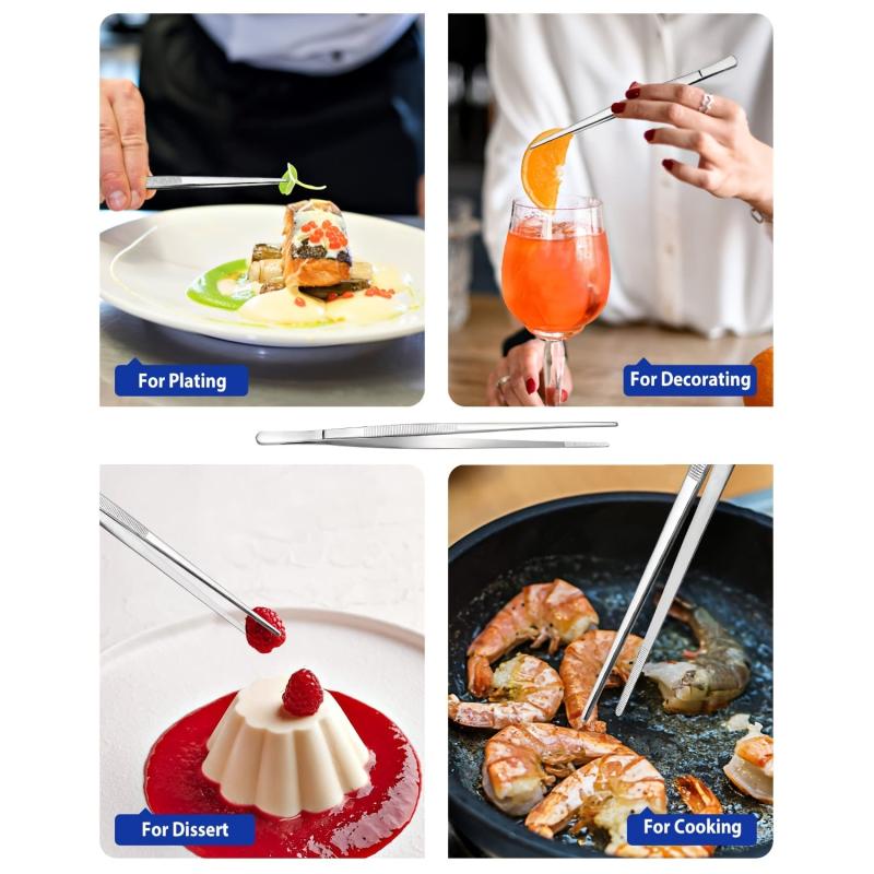 Professional Stainless Steel Tweezers for Cooking Repairing Sea Food BBQ