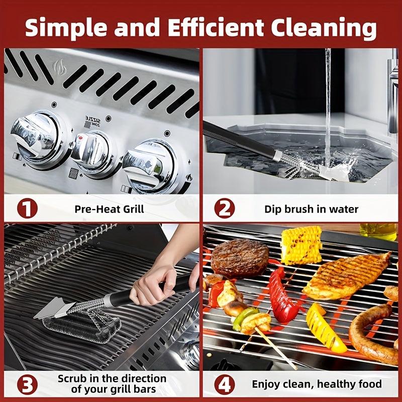 Grill Brush And Scraper BBQ Cleaner Triple Scrubber Extra Strong Wire Bristles
