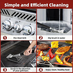 Grill Brush And Scraper BBQ Cleaner Triple Scrubber Extra Strong Wire Bristles