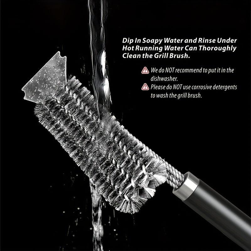 Grill Brush And Scraper BBQ Cleaner Triple Scrubber Extra Strong Wire Bristles