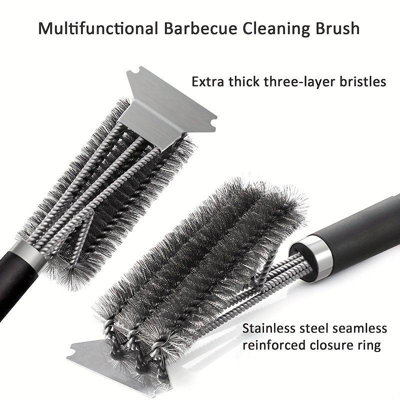 Grill Brush And Scraper BBQ Cleaner Triple Scrubber Extra Strong Wire Bristles