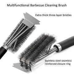 Grill Brush And Scraper BBQ Cleaner Triple Scrubber Extra Strong Wire Bristles