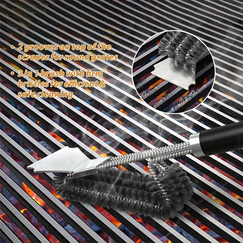 Grill Brush And Scraper BBQ Cleaner Triple Scrubber Extra Strong Wire Bristles