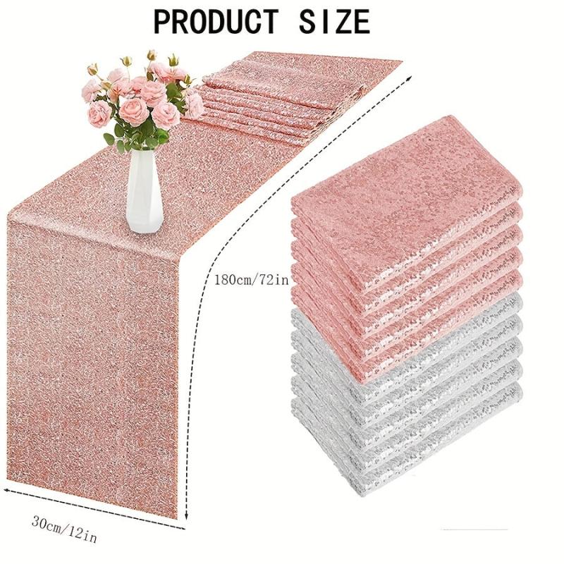 Rose Silver Sequin Table Runner Wedding Bridal Shower Christmas Decoration