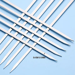 10pcs Stainless Steel Barbecue Skewers with Wooden Handle BBQ Accessories