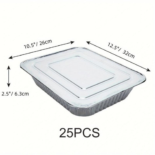25pcs 9x13 Disposable Aluminum Pans - BBQ Essential!